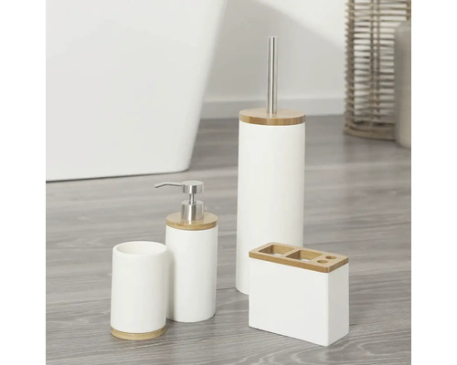 Badezimmer-Accessoires Set mit Seifenspender, Becher, Toilettenbürste und Halter