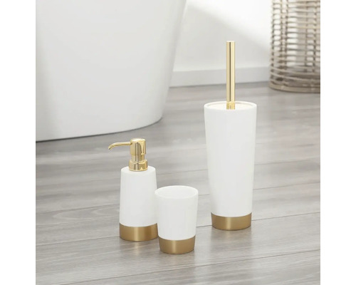 Badezimmer-Set mit Seifenspender, Becher und Toilettenbürste