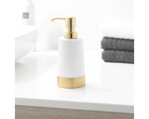 Seifenspender, weiß mit goldenem Akzent