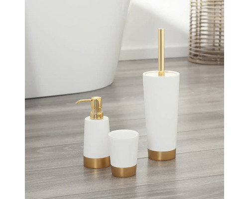 Badezimmer Set mit Seifenspender, Zahnputzbecher und Toilettenbürste