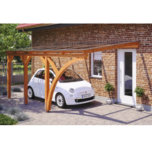 Carport simple SKAN HOLZ Eifel avec 1 arche d'entrée, ancrage pour poteaux 300 x 541 cm chêne clair