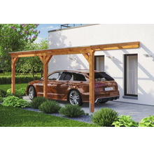Carport simple SKAN HOLZ Vogtland avec ancrages pour poteaux 300x541 cm chêne clair