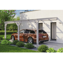 Carport simple SKAN HOLZ Vogtland avec ancrages pour poteaux 300x541 cm blanc