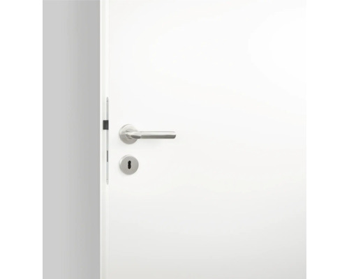 Porte intérieure blanche avec garniture de poignée en acier inoxydable