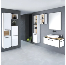 Armoire haute suspendue avec 2 portes avec compartiment ouvert Devo Sonus 2.0 gauche lxhxp 38x186x30 cm arctic white haute brillance