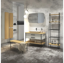 Armoire haute suspendue avec 1 porte Devo Oval droite lxhxp 34x165x33 cm blanc/chêne/noir