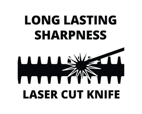 Symbol für langanhaltende Schärfe und Laserschnittmesser