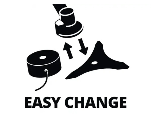 Symbole pour remplacement facile de la bobine de fil et de la lame sur un coupe-bordure