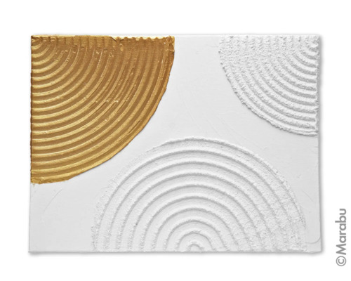 Peinture avec des demi-cercles en relief et le logo Marabu