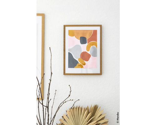 Gerahmtes abstraktes Wandbild mit geometrischen Formen