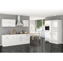 Cuisine complète Held Möbel avec appareils Mailand 380 cm blanc haute brillance démontée variante réversible 634.1.6210