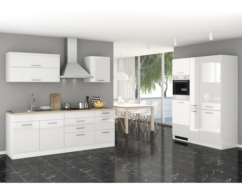 Held Möbel Küchenzeile mit Geräten Mailand 380 cm Frontfarbe weiß hochglanz  Korpusfarbe weiß zerlegt - HORNBACH Luxemburg