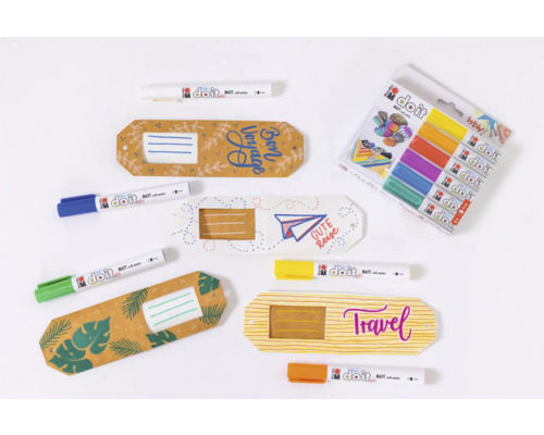 Feutres mats multicolores Marabu I do it et étiquettes de valise