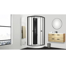 Modernes Badezimmer mit Eckeinstiegsdusche, Waschtisch und Handtuchwärmer