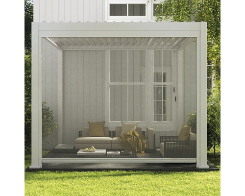 Pergola avec mobilier d''extérieur et protection contre les insectes
