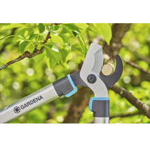 Logo Gardena. Élagage d''une branche avec un ébrancheur.