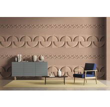 Salon avec panneaux muraux, commode, table et chaise