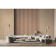 Wohnzimmer mit Sofa, Sesseln, Couchtisch, Stehlampe, Pendelleuchten und Wandpaneelen für ein modernes Interieur
