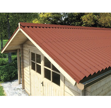 Gartenhaus mit rotem Wellblechdach