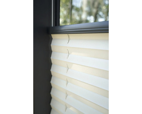 Gros plan d''un store plissé sur la fenêtre