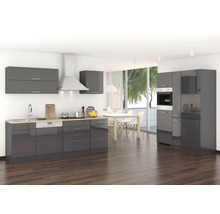 Cuisine complète Held Möbel sans appareils Mailand 390 cm gris haute brillance démontée variante réversible 636.1.6211