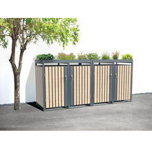 Cache-poubelles en métal et bois avec plantation