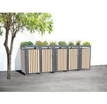 Cache-conteneurs pour plusieurs poubelles avec des plantes sur le toit