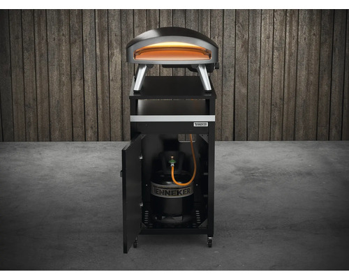 Tenneker Gas Pizzaofen auf Wagen mit offener Tür