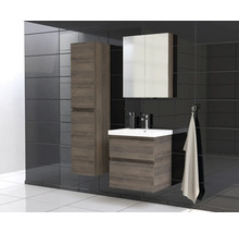 Jungborn Waschplatz TRENTA BxHxT 60x65x45 cm gladstone eiche tabak mit Keramik-Waschtisch Griffleiste schwarz