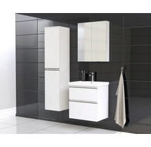 Jungborn Waschplatz TRENTA BxHxT 60x65x45 cm weiß matt mit Keramik-Waschtisch Griffleiste schwarz