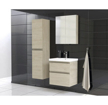 Jungborn Waschplatz TRENTA BxHxT 60x65x45 cm kendal eiche natur mit Keramik-Waschtisch Griffleiste schwarz