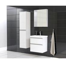 Jungborn Waschplatz TRENTA BxHxT 60x65x45 cm weiß glanz mit Keramik-Waschtisch Griffleiste schwarz