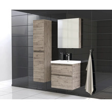 Jungborn Waschplatz TRENTA BxHxT 60x65x45 cm wellington eiche mit Keramik-Waschtisch Griffleiste schwarz