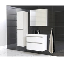 Jungborn Waschplatz TRENTA BxHxT 80x65x45 cm weiß matt mit Keramik-Waschtisch Griffleiste schwarz