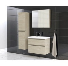 Jungborn Waschplatz TRENTA BxHxT 80x65x45 cm kendal eiche natur mit Keramik-Waschtisch Griffleiste schwarz