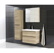 Jungborn Waschplatz TRENTA BxHxT 80x65x45 cm halifax eiche natur mit Keramik-Waschtisch Griffleiste schwarz