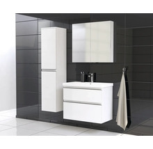 Jungborn Waschplatz TRENTA BxHxT 80x65x45 cm weiß glanz mit Keramik-Waschtisch Griffleiste schwarz