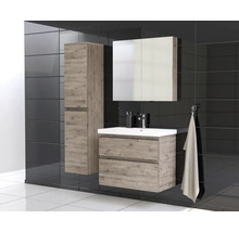 Jungborn Waschplatz TRENTA BxHxT 80x65x45 cm wellington eiche mit Keramik-Waschtisch Griffleiste schwarz