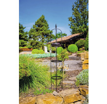 Pflanzhilfe aus Metall mit drei Ablageflächen im Garten.