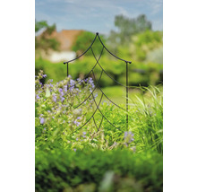 Pflanzenstütze in Tannenbaumform im Gartenbeet