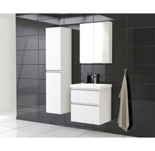 Jungborn Waschplatz TRENTA BxHxT 60x65x45 cm 3D-Streifen-Struktur weiß mit Keramik-Waschtisch Griffleiste schwarz