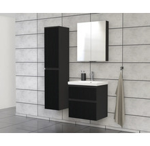 Jungborn Waschplatz TRENTA BxHxT 60x65x45 cm 3D-Streifen-Struktur schwarz mit Keramik-Waschtisch Griffleiste schwarz