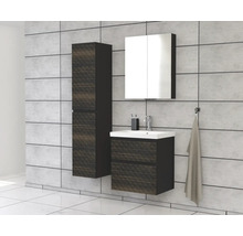 Jungborn Waschplatz TRENTA BxHxT 60x65x45 cm 3D-Pyramiden-Struktur schwarzbraun mit Keramik-Waschtisch Griffleiste schwarz