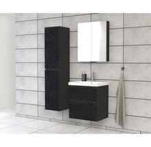 Jungborn Waschplatz TRENTA BxHxT 60x65x45 cm 3D-Pyramiden-Struktur schwarz mit Keramik-Waschtisch Griffleiste schwarz