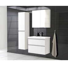 Jungborn Waschplatz TRENTA BxHxT 80x65x45 cm 3D-Streifen-Struktur weiß mit Keramik-Waschtisch Griffleiste schwarz