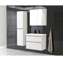 Jungborn Waschplatz TRENTA BxHxT 80x65x45 cm 3D-Pyramiden-Struktur weiß mit Keramik-Waschtisch Griffleiste schwarz