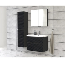 Jungborn Waschplatz TRENTA BxHxT 80x65x45 cm 3D-Pyramiden-Struktur schwarz mit Keramik-Waschtisch Griffleiste schwarz