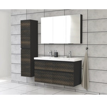 Jungborn Spiegelschrank TRENTA 120 x 14,4 x 72 cm schwarz zu LR29 matt 3-türig IP 44