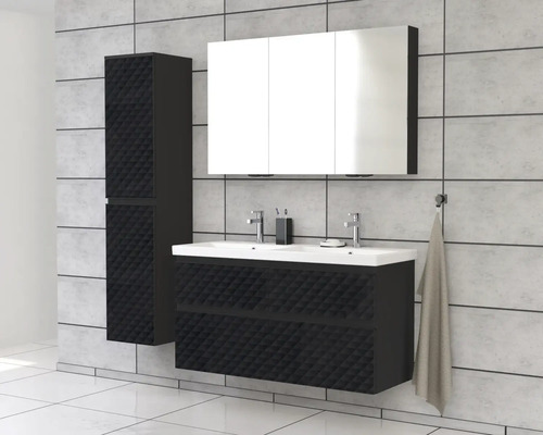 Ensemble de salle de bains avec meuble sous-lavabo, armoire de toilette et armoire haute