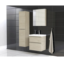 Jungborn Waschplatz TRENTA BxHxT 60x65x45 cm kendal eiche natur mit Keramik-Waschtisch Griffleiste chrom matt